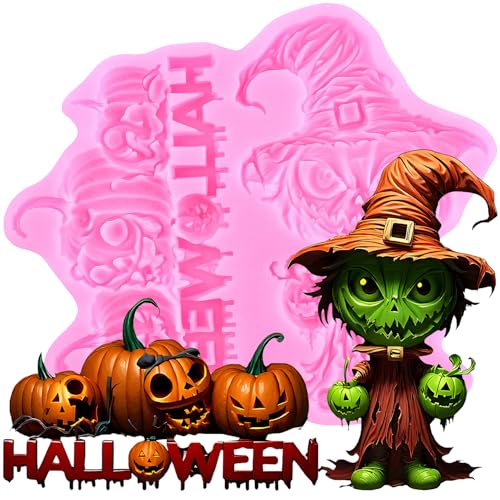 Halloween Witch & Pumpkin Silicone Fondant Molds for Baking