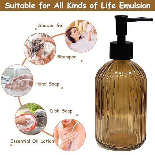 YYTSGG Black Glass Soap Dispenser - 13.5oz Refillable Lotion Pump