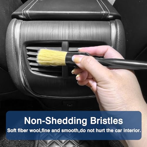 Car Detailing Brush Set - 3 Premium Boar's Hair Cleaning Brushes