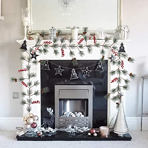 6 Foot Artificial Christmas Pine Garland with Berries Pinecones & Needles
