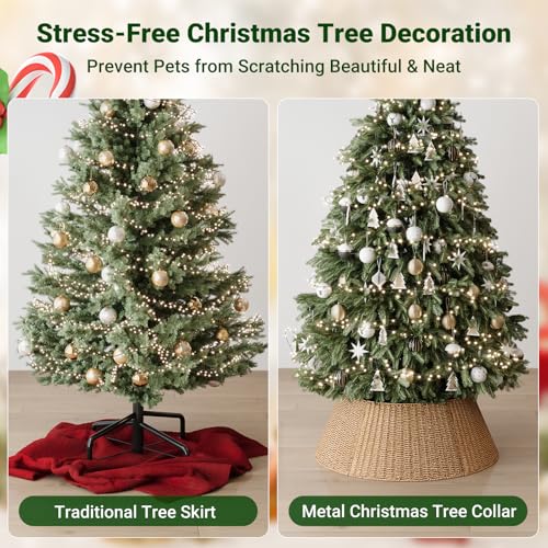 28 Inch Christmas Tree Collar Woven Paper Rope Tree Skirt - Natural