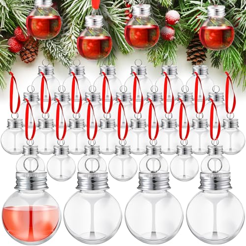 Fillable Christmas Ornament Balls with Silver Lids - Clear, 100 Pack