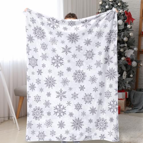 Christmas Snowflake Throw Blanket - 60x80 Inches Cozy Fuzzy Fleece for Holiday Winter