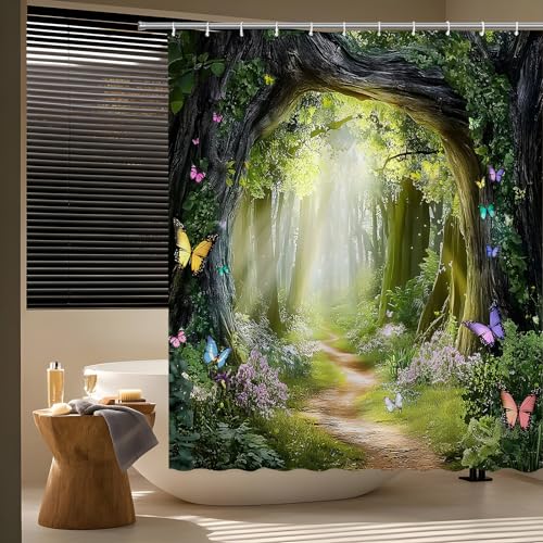 Green Forest Fantasy Shower Curtain - 70" W x 70" L - Pack of 1