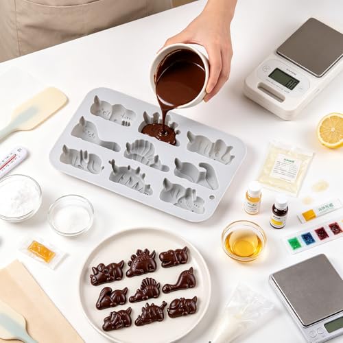 Dinosaur Silicone Candy Molds - 9 Cavity Chocolate & Gummy Molds