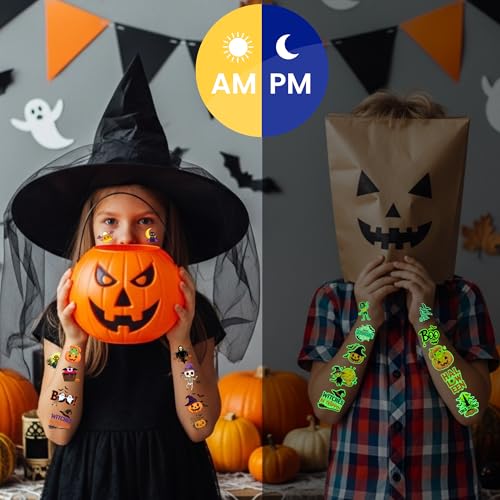 Glow in the Dark Halloween Temporary Tattoos - 60 Pcs Party Favors