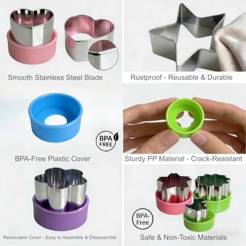 9-Piece Stainless Steel Mini Fruit and Vegetable Cookie Cutter Set