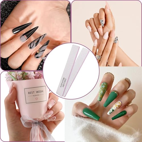 HeeYaa 12-Piece Professional 100/180 Grit Washable Nail Files and Emery Boards