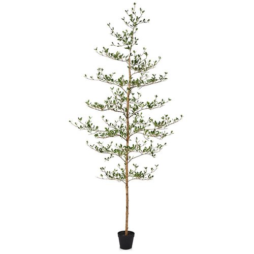 Verinatural Artificial Black Olive Tree 7FT Indoor Outdoor Decor Faux Plants - Real Wood Trunk Fake Tree with Green UV Resistant Leaves - Tall Floor Plant for Modern Home Office Living Room Decoration