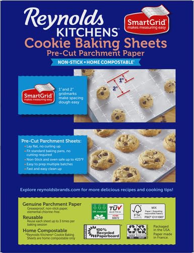 Reynolds Cookie Baking Sheets, 22 Count (Pack of 2) – Non-Stick Parchment Paper, 12x16 in, Oven-Safe