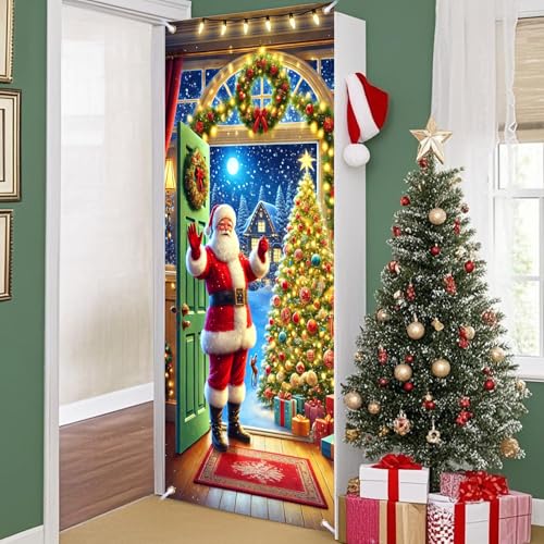 Nuxovilar Santa Claus Christmas Door Cover Banner 35x71 Inches - Variation CC00929