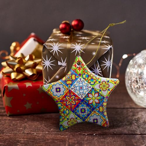 Mexican Talavera Ceramic Christmas Ornament 2025 Tree Decoration