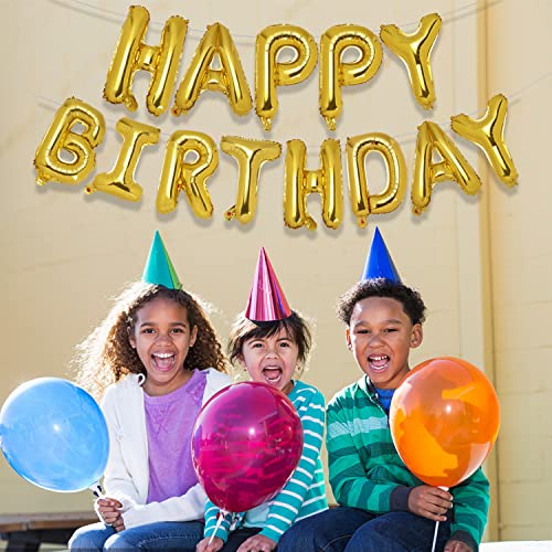 Accevo 16-Inch Gold Happy Birthday Foil Balloon Banner Set