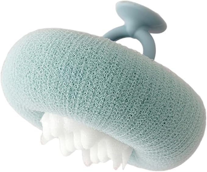 Senyango Sunflower Exfoliating Bath Sponge with Suction Cup Light Cyan