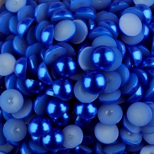 CrzBeadss 1800PCS 4mm Dark Blue Flatback Half Pearls for Crafts and Nail Art