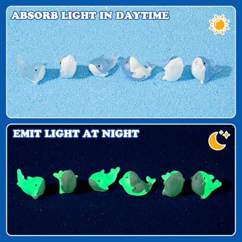 Glow Sharks Luminous Car Dashboard Decor - 6Pcs Mini Shark Figurines