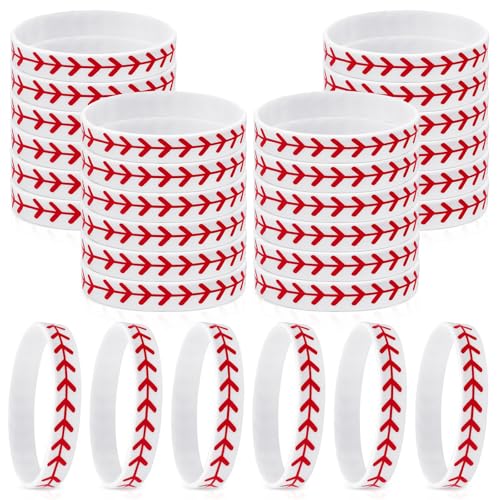 30 Pack Baseball Silicone Bracelets - Motivational Wristbands for Team Gifts
