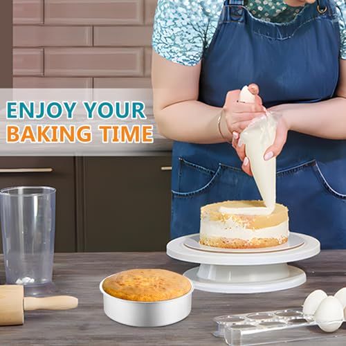 P&P CHEF 5 Inch Stainless Steel Cake Pan Set of 2 - Non-Toxic, Easy Clean & Leak-Proof