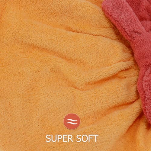 Tihebax 2-Pack Microfiber Hair Towel Wrap - Fast Drying Cap, Red & Yellow