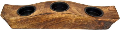 eTroves Wooden Tealight Candle Holder Set - Personalized Mango Wood Votive Holders for Rustic Events