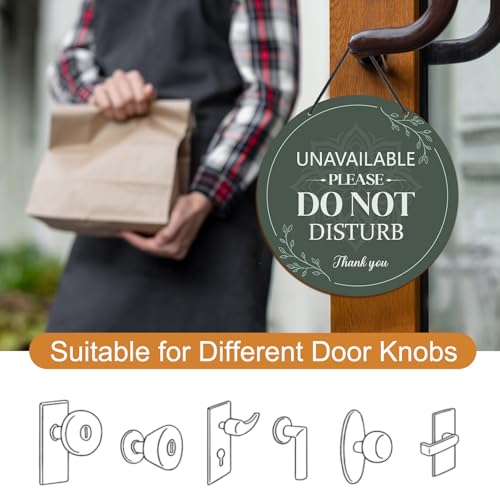 White & Green Do Not Disturb Sign - Please Knock Hanger Plaque, Polite Door Sign for Office & Home