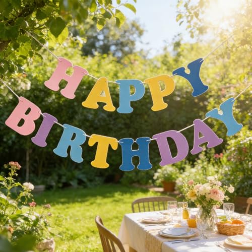 Happy Birthday Banner - Pre-Strung Party Decoration for All Ages