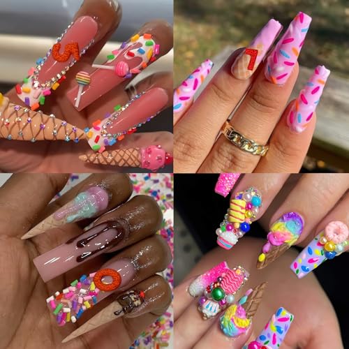 ROFIBUT Letter Nail Art Charms 140Pcs 3D Candy Color Alphabet Resin Gems