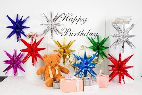 Adorely 22-Inch Colorful Explosion Star Balloons - 9-Piece Foil Set