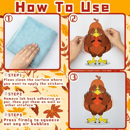 Thanksgiving Toilet Seat Stickers - 6 Pcs Fall Designs