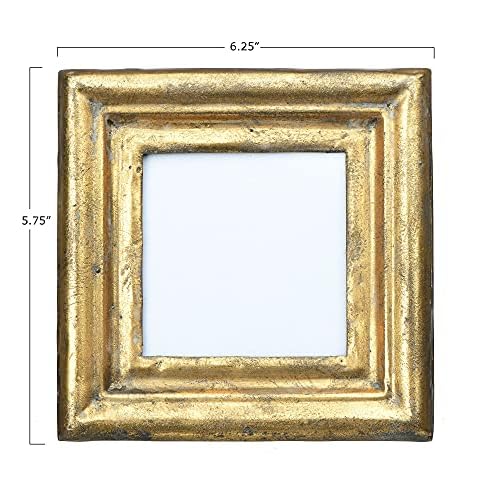 Creative Co-Op Antiqued Gold Square Picture Frame (Holds 3.5" x 3.5" Photo)