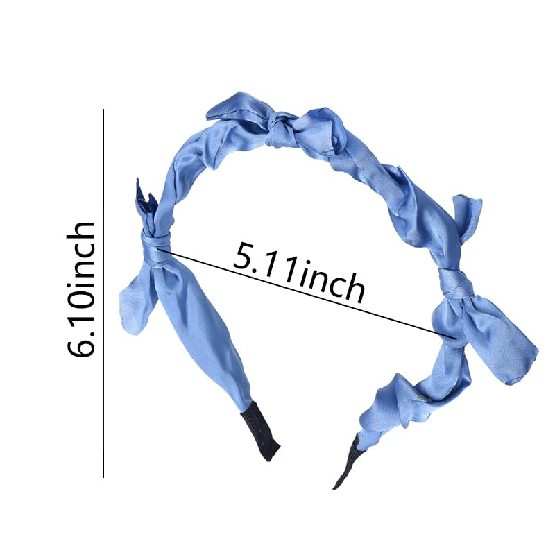 Kilener Blue Satin Bow Headband for Women and Girls Hair Accessories
