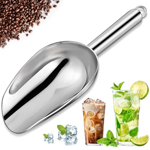 OLESBUR 6oz Stainless Steel Ice Scoop - Heavy-Duty Metal Kitchen Scooper