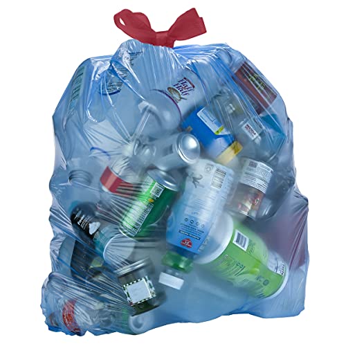 Amazon Basics 13 Gallon Recycling Trash Bags, Blue Drawstring, 60 Count
