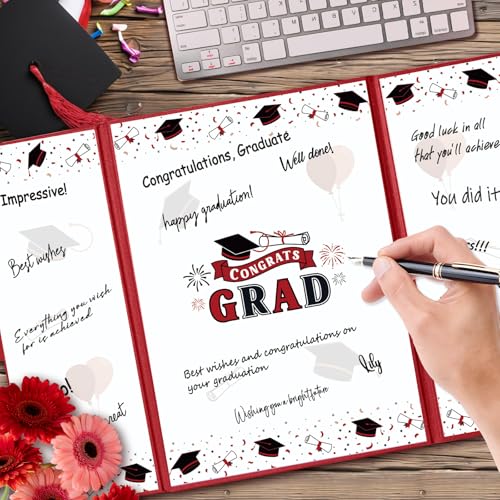 2026 Graduation Guest Book Alternative - Black & Red Signature Book