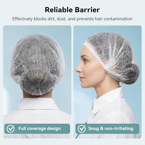21-Inch Disposable Bouffant Hair Nets - White 100pcs for Food Service