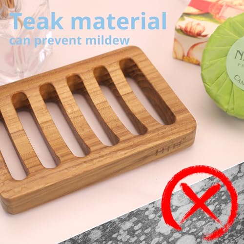 Teak Wood Slotted Soap Holder - 1pc Non-Slip Design for Kitchen Sink