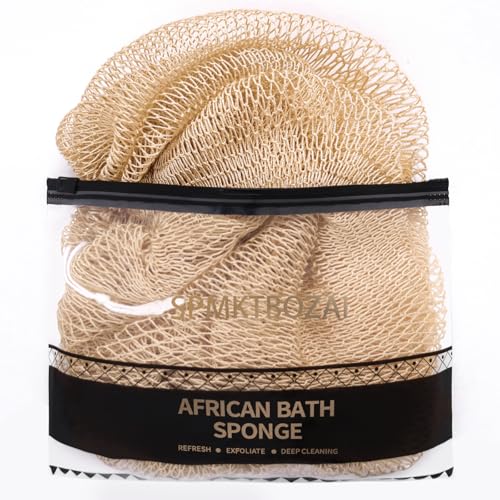 African Exfoliating Net Sponge Body Scrubber - Beige Bath Washcloth