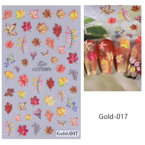 SeBneny Autumn Fall Leaves & Pumpkin 5D Self-Adhesive Nail Art Stickers