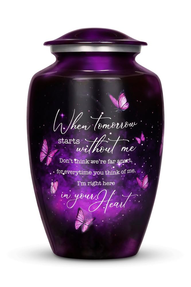 Purple Butterfly Urn for Human Ashes Adult – Large Purple Butterfly Urn for Women & Men with Secure Lid, Handcrafted Metal Urns for Ashes, Keepsake with Upto 200lbs