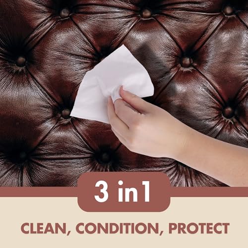 Swanky Leather Cleaner & Conditioner Wipes - 60 Count, Restores Shine