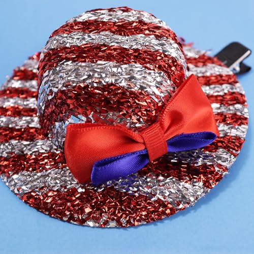 Needzo 4th of July Glitter Flag Hat Clips - Patriotic Hair Bow Barrettes (2 Pack)