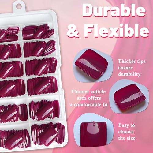 AddFavor Short Square Press on Nails - 240pcs Purple False Nails Kit