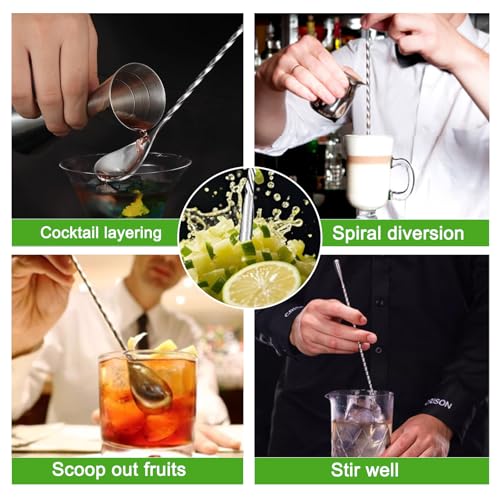 ABK 6PCS 12-Inch Bar Spoon Set for Cocktails & Iced Tea