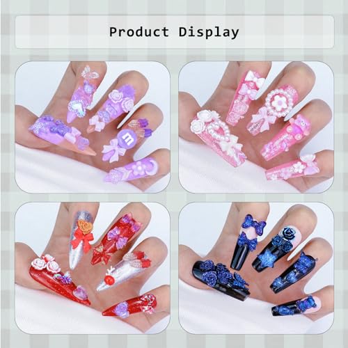 Briskbloom 320PCS Black 3D Nail Charms Kawaii Resin Flatback Y2K Art