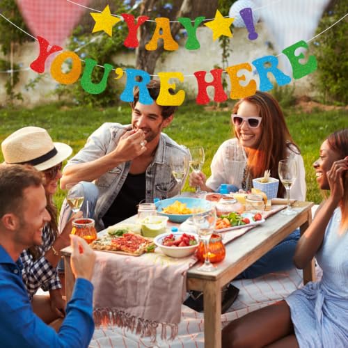 Yay! You're Here Rainbow Banner Decoration - Welcome Back Sign (Rainbow-1)