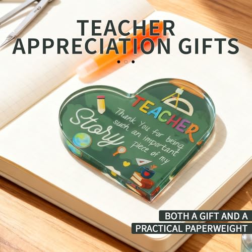 Heart Acrylic Paperweight - Teacher Appreciation Gift for Women