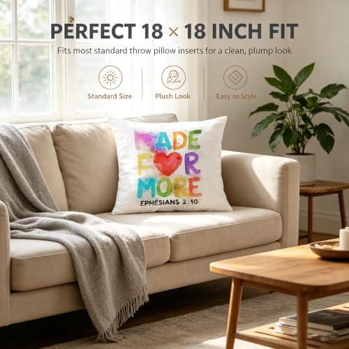 Made for More Ephesians 2:10 Pillow Cover - 18x18 Inspirational Decor
