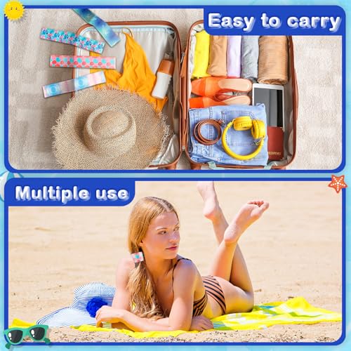 Boao 8 Pcs Elastic Towel Bands for Beach Chairs Sea Turtle Style - Cruise & Beach Essentials