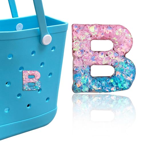 Letter Charms for Bogg Bag - Pink & Blue Sequin Alphabet Accessories