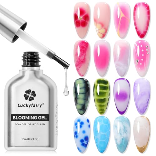 Luckyfairy Clear Blooming Gel Nail Polish 15ml - Watercolor Marble Art